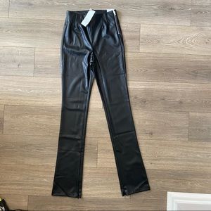Zara extra long faux leather leggings Size M